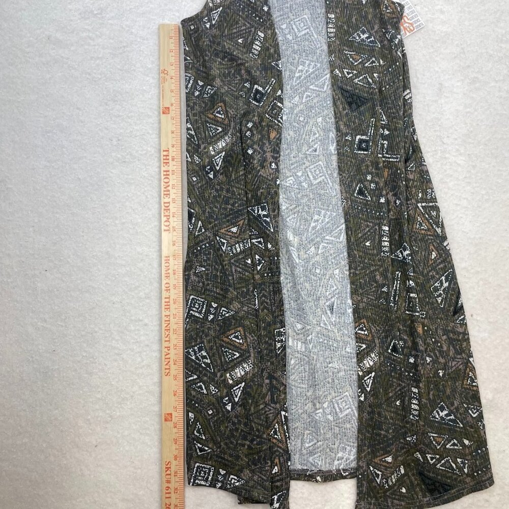 LuLaRoe Joy Longline Vest Geometric Print Side Slits Sleeveless Size XS - Picture 6 of 7